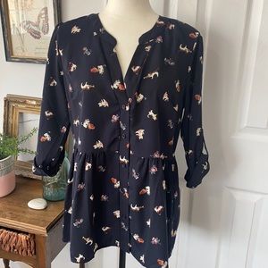 Cats with Instruments Navy Blouse